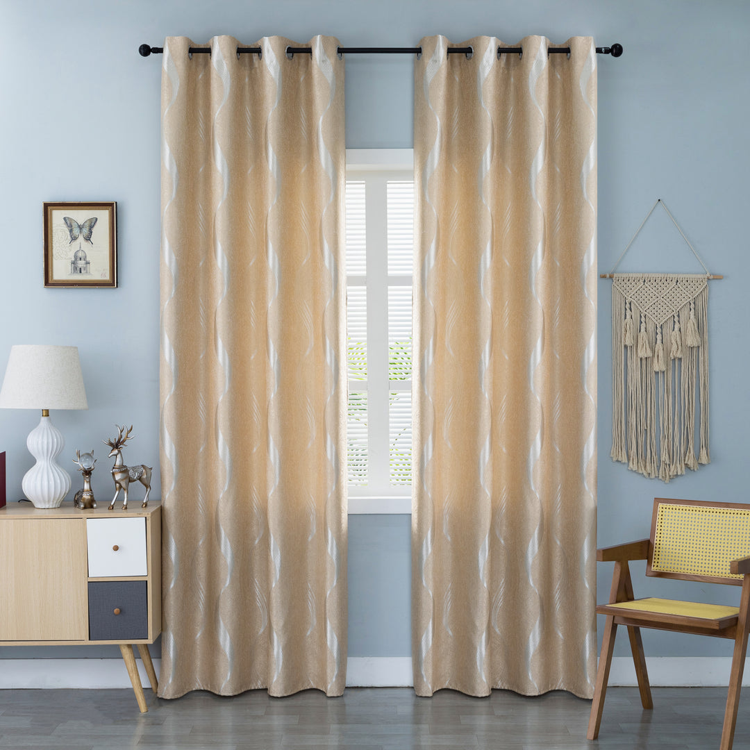 TENDA JACQUARD SEMI OSCURANTE FANTASIA ONDE MARE 1 PANNELLO 140X275CM BEIGE