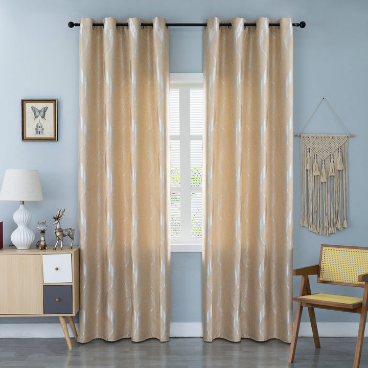 TENDA JACQUARD SEMI OSCURANTE FANTASIA ONDE MARE 1 PANNELLO 140X275CM BEIGE