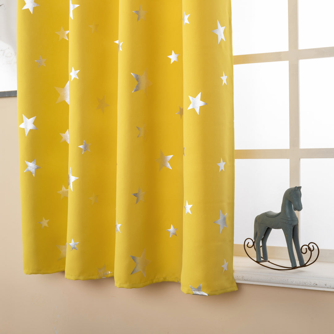 TENDA OSCURANTE FANTASIA STELLE ARGENTATE 1 PANNELLO 140X145CM GIALLO