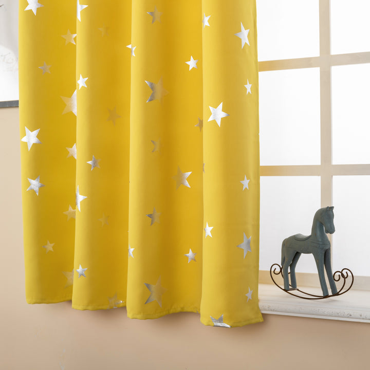 TENDA OSCURANTE FANTASIA STELLE ARGENTATE 1 PANNELLO 140X145CM GIALLO