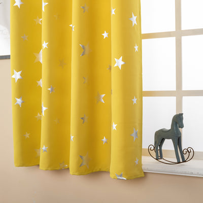 TENDA OSCURANTE FANTASIA STELLE ARGENTATE 140X145CM GIALLO