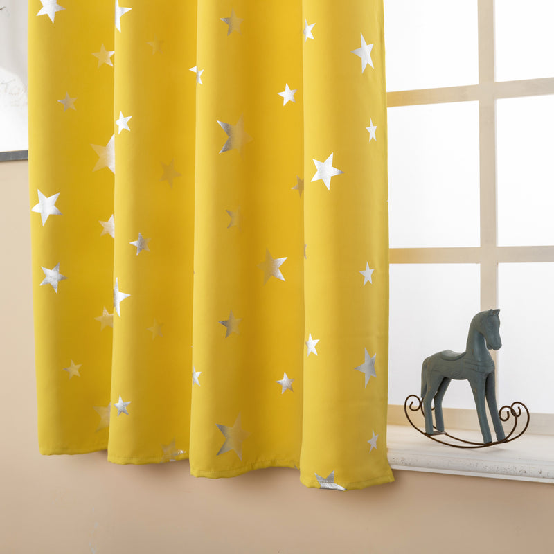 TENDA OSCURANTE FANTASIA STELLE ARGENTATE 140X145CM GIALLO