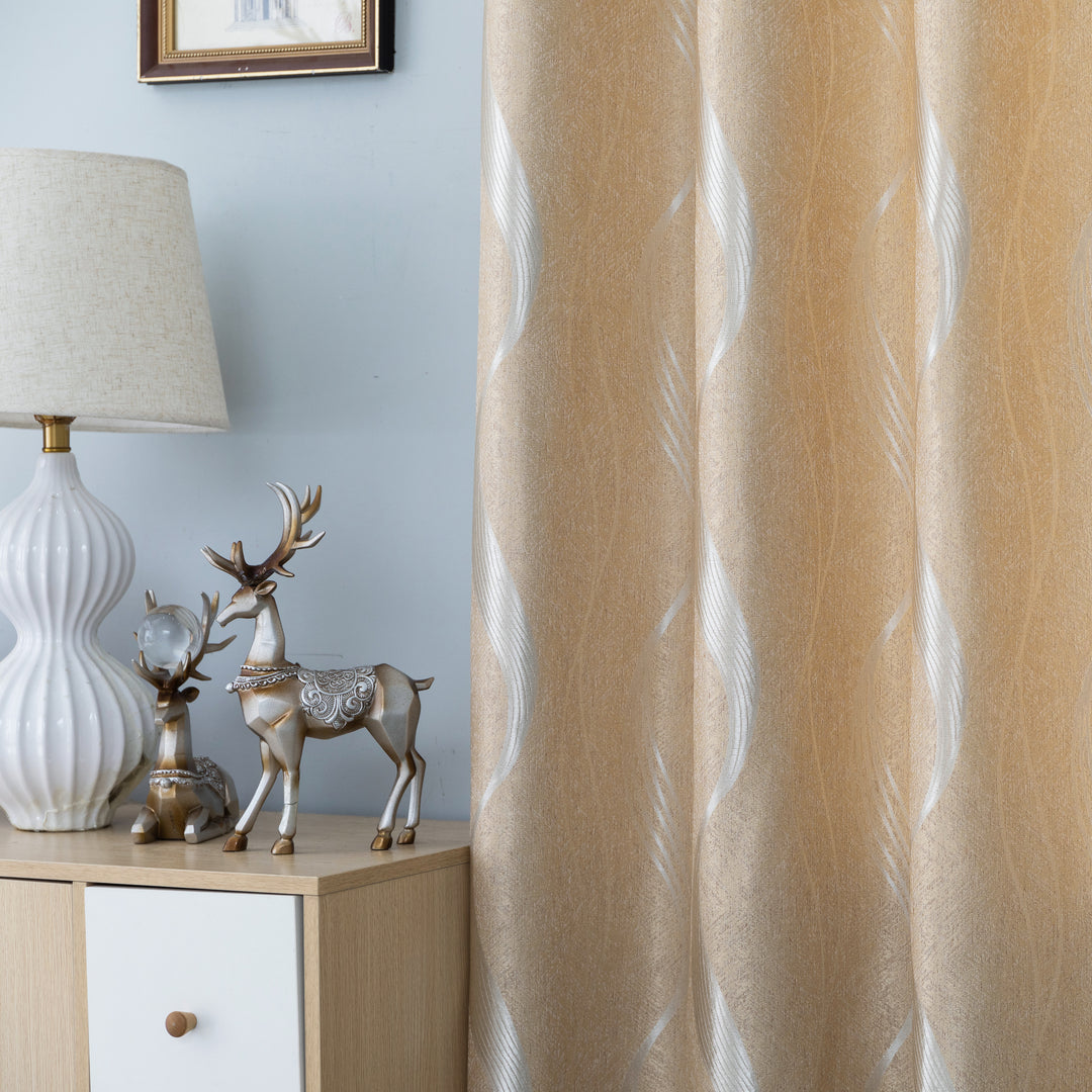 TENDA JACQUARD SEMI OSCURANTE FANTASIA ONDE MARE 1 PANNELLO 140X275CM BEIGE