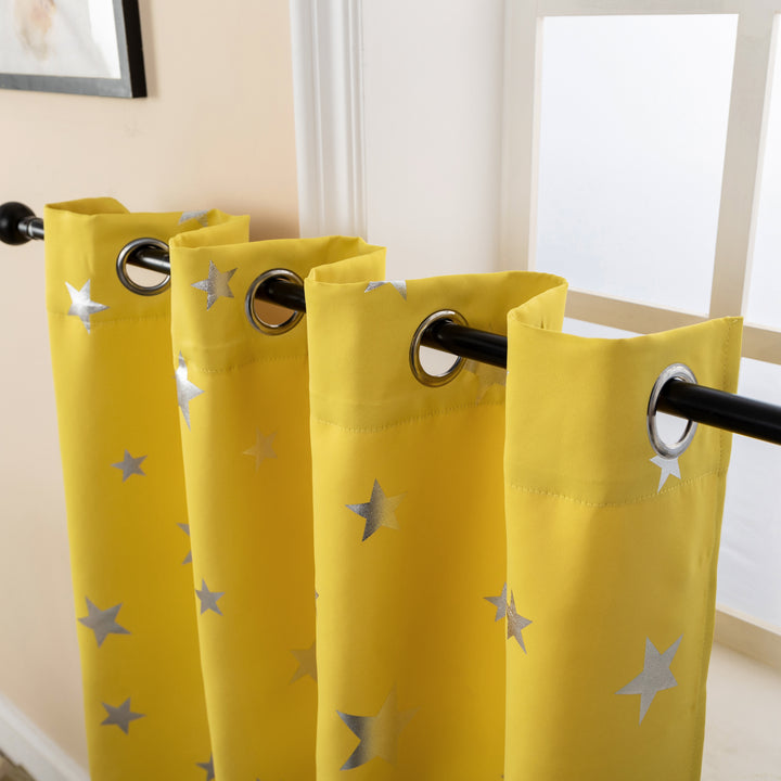 TENDA OSCURANTE FANTASIA STELLE ARGENTATE 1 PANNELLO 140X145CM GIALLO