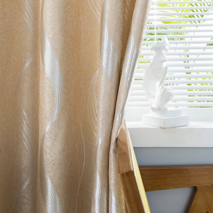 TENDA JACQUARD SEMI OSCURANTE FANTASIA ONDE MARE 1 PANNELLO 140X275CM BEIGE