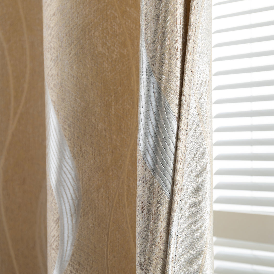 TENDA JACQUARD SEMI OSCURANTE FANTASIA ONDE MARE 1 PANNELLO 140X275CM BEIGE