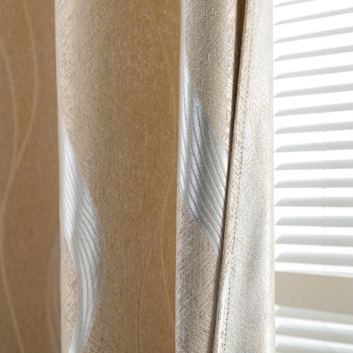 TENDA JACQUARD SEMI OSCURANTE FANTASIA ONDE MARE 1 PANNELLO 140X275CM BEIGE
