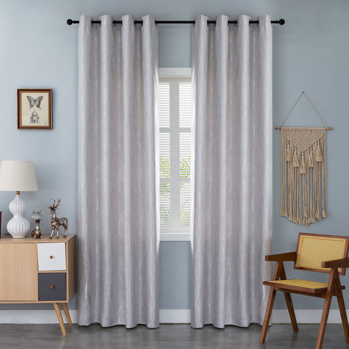 TENDA JACQUARD SEMI OSCURANTE FANTASIA ONDE MARE 1 PANNELLO 140X275CM GRIGIO