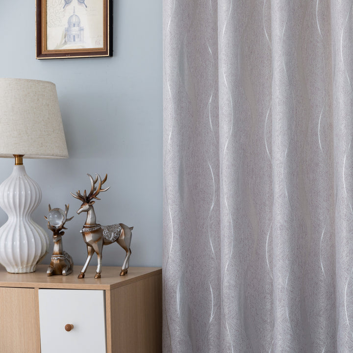 TENDA JACQUARD SEMI OSCURANTE FANTASIA ONDE MARE 1 PANNELLO 140X275CM GRIGIO