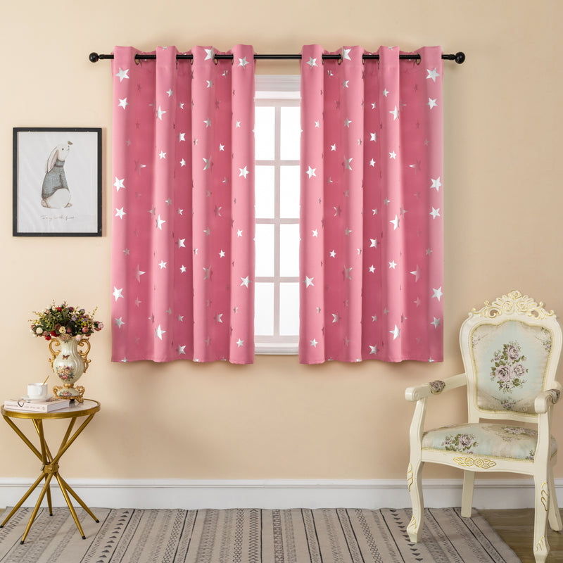 TENDA OSCURANTE FANTASIA STELLE ARGENTATE 140X145CM ROSA