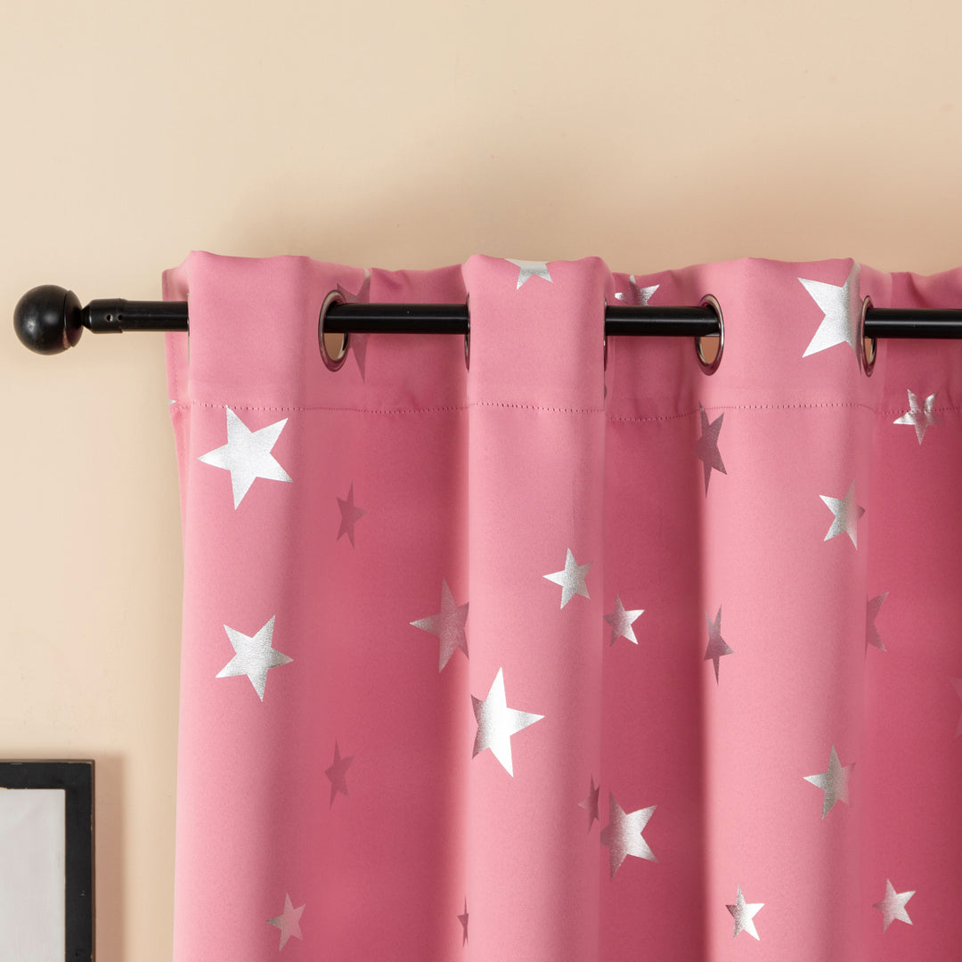 TENDA OSCURANTE FANTASIA STELLE ARGENTATE 1 PANNELLO 140X145CM ROSA