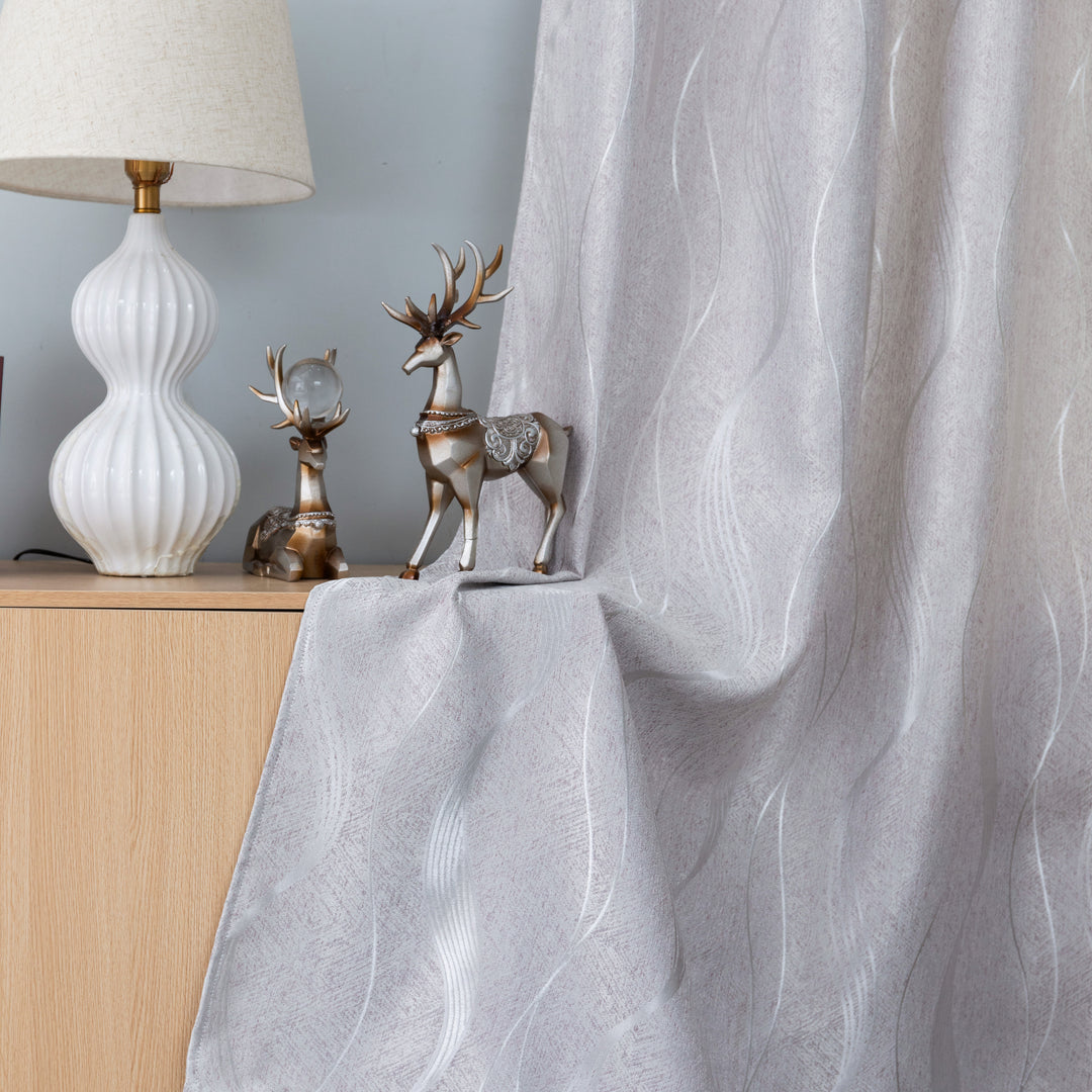 TENDA JACQUARD SEMI OSCURANTE FANTASIA ONDE MARE 1 PANNELLO 140X275CM GRIGIO