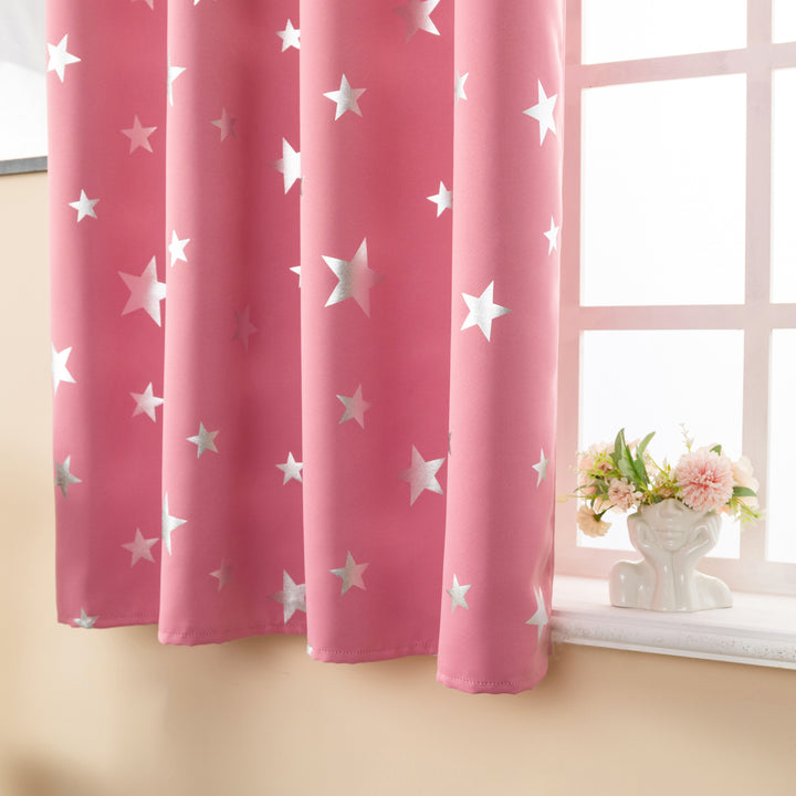 TENDA OSCURANTE FANTASIA STELLE ARGENTATE 1 PANNELLO 140X145CM ROSA