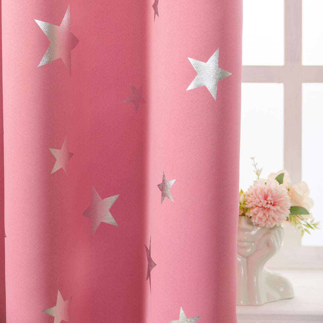 TENDA OSCURANTE FANTASIA STELLE ARGENTATE 1 PANNELLO 140X145CM ROSA