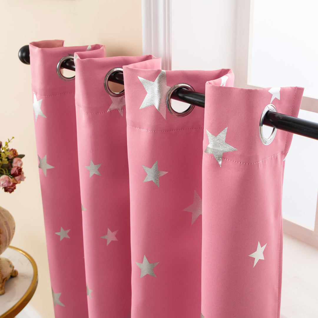 TENDA OSCURANTE FANTASIA STELLE ARGENTATE 1 PANNELLO 140X145CM ROSA