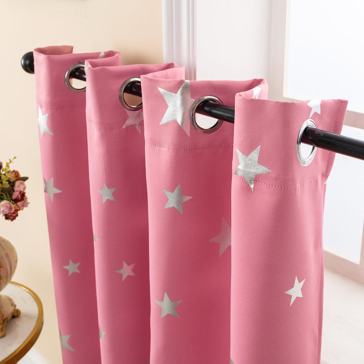 TENDA OSCURANTE FANTASIA STELLE ARGENTATE 1 PANNELLO 140X145CM ROSA
