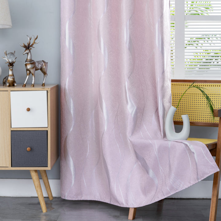 TENDA JACQUARD SEMI OSCURANTE FANTASIA ONDE MARE 1 PANNELLO 140X275CM ROSA
