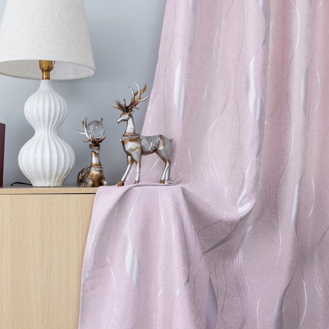 TENDA JACQUARD SEMI OSCURANTE FANTASIA ONDE MARE 1 PANNELLO 140X275CM ROSA