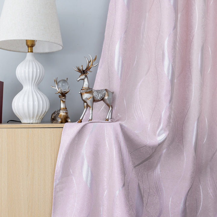 TENDA JACQUARD SEMI OSCURANTE FANTASIA ONDE MARE 1 PANNELLO 140X275CM ROSA
