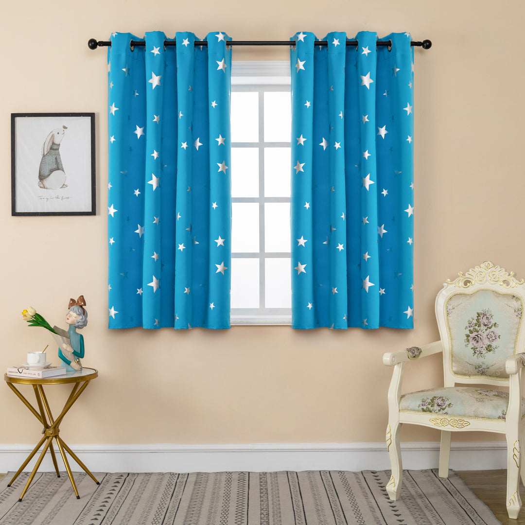 TENDA OSCURANTE FANTASIA STELLE ARGENTATE 1 PANNELLO 140X145CM CELESTE