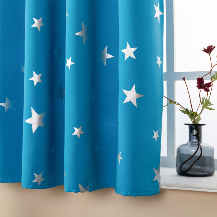 TENDA OSCURANTE FANTASIA STELLE ARGENTATE 1 PANNELLO 140X145CM CELESTE