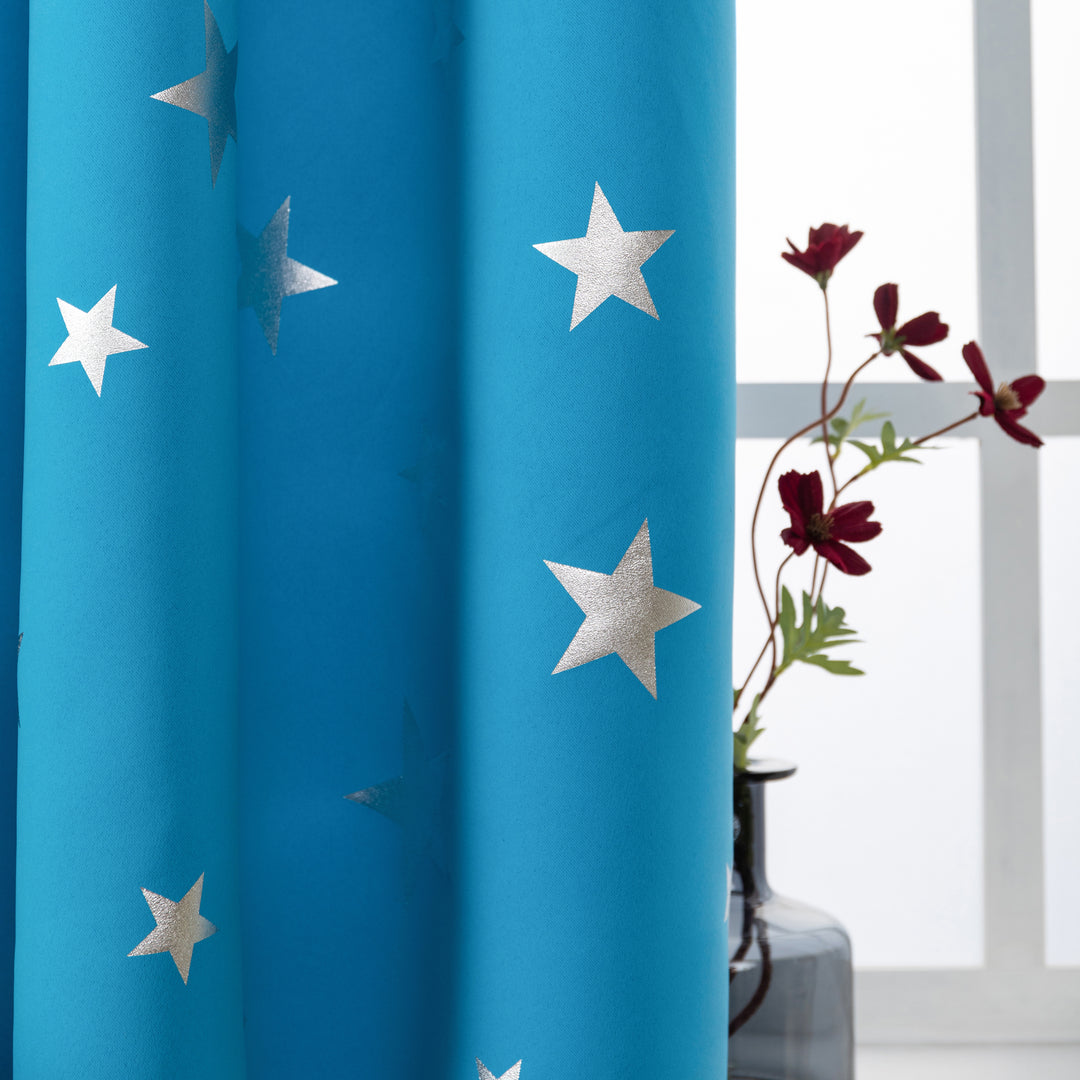TENDA OSCURANTE FANTASIA STELLE ARGENTATE 1 PANNELLO 140X145CM CELESTE