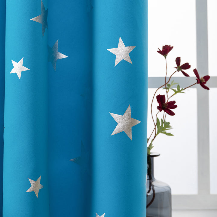 TENDA OSCURANTE FANTASIA STELLE ARGENTATE 1 PANNELLO 140X145CM CELESTE