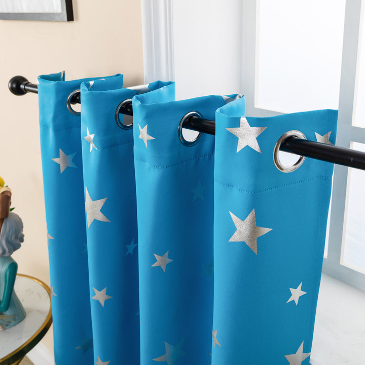 TENDA OSCURANTE FANTASIA STELLE ARGENTATE 1 PANNELLO 140X145CM CELESTE