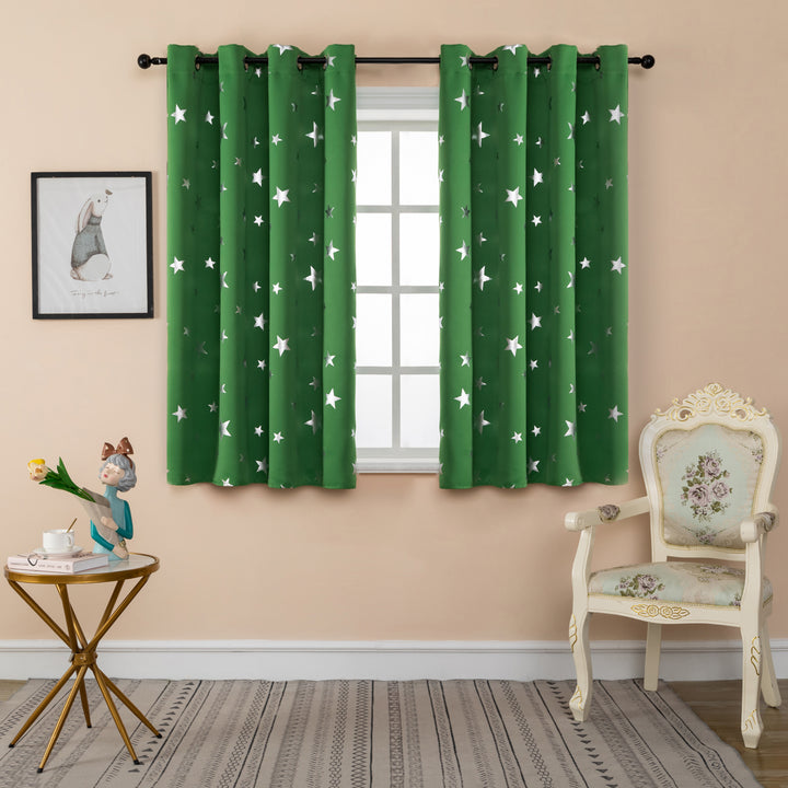TENDA OSCURANTE FANTASIA STELLE ARGENTATE 1 PANNELLO 140X145CM VERDE