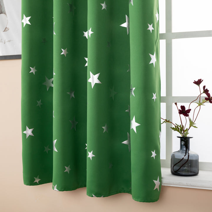 TENDA OSCURANTE FANTASIA STELLE ARGENTATE 1 PANNELLO 140X145CM VERDE