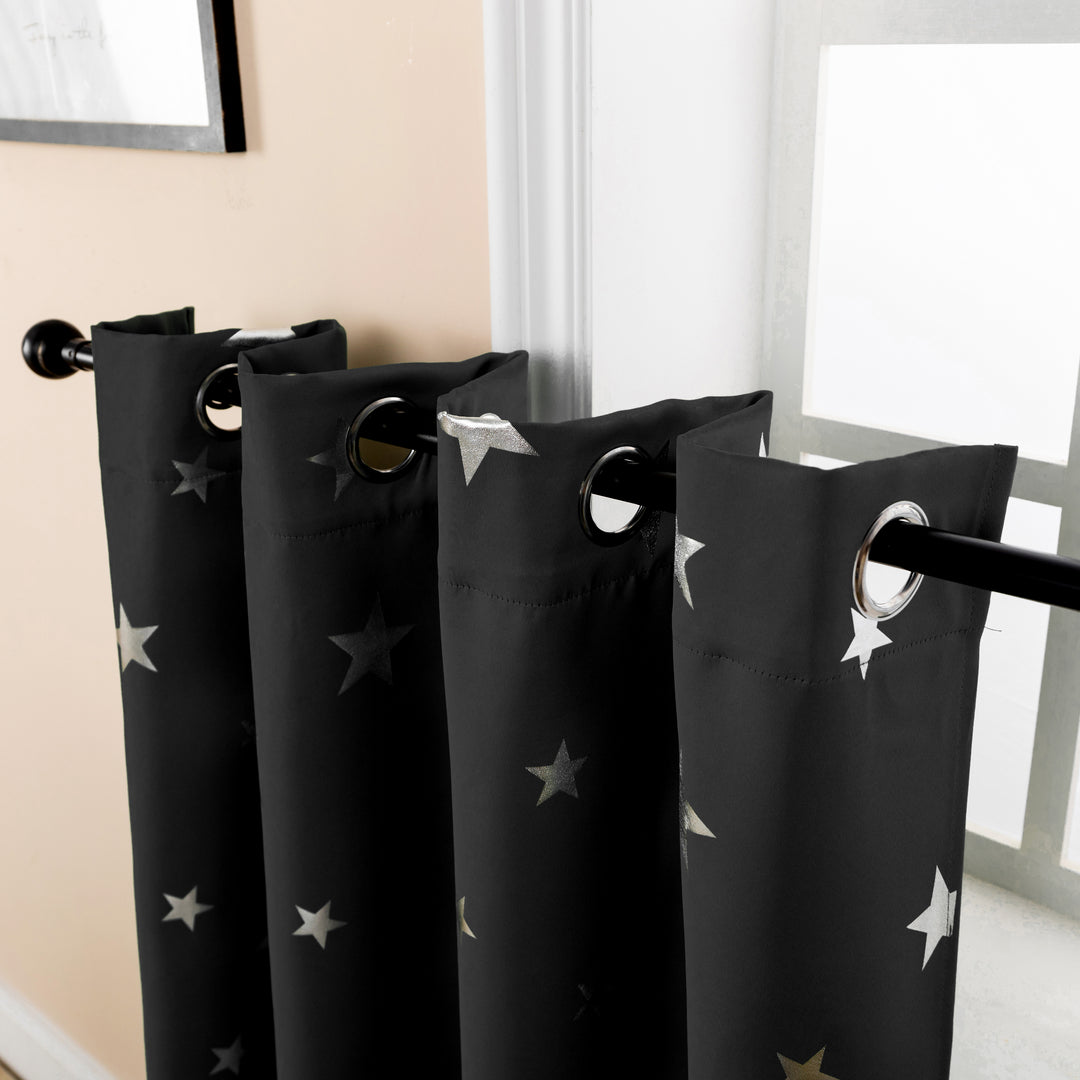 TENDA OSCURANTE FANTASIA STELLE ARGENTATE 1 PANNELLO 140X145CM NERO