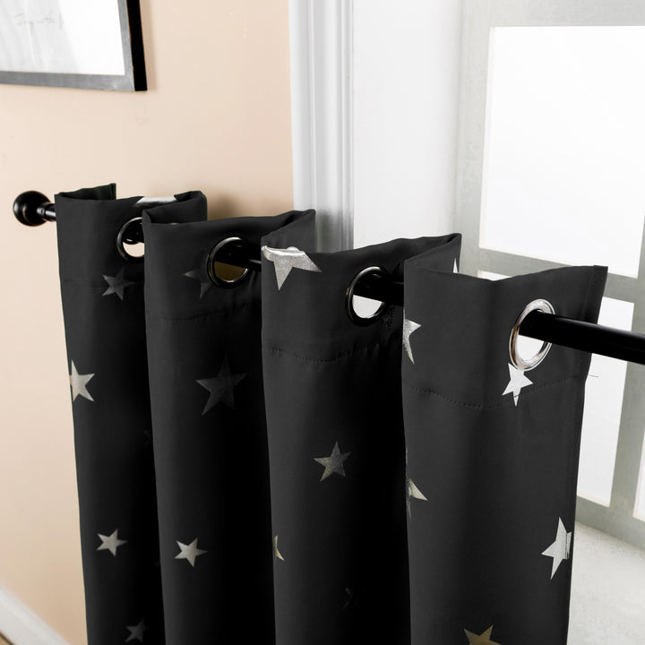 TENDA OSCURANTE FANTASIA STELLE ARGENTATE 1 PANNELLO 140X145CM NERO