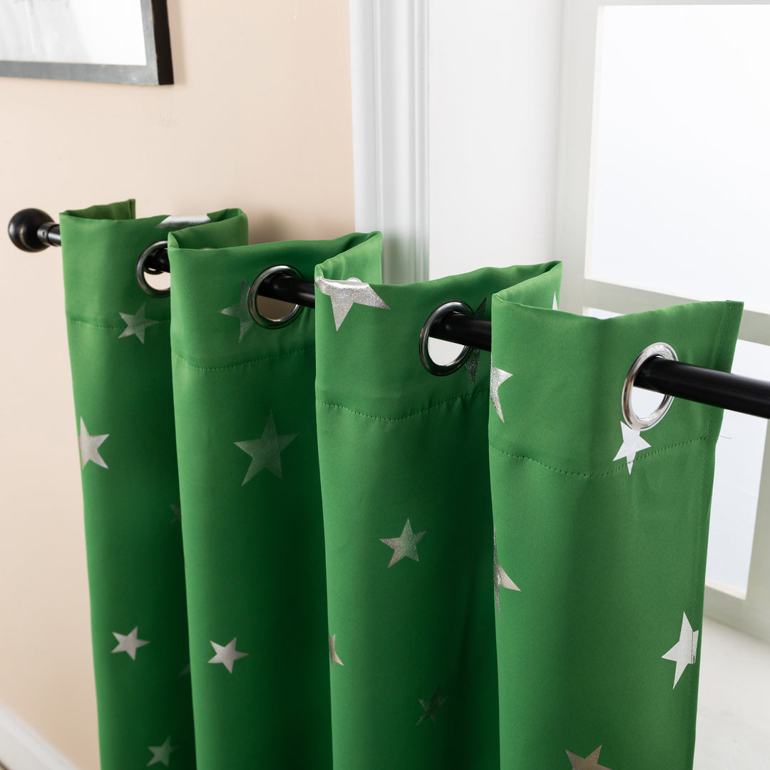 TENDA OSCURANTE FANTASIA STELLE ARGENTATE 1 PANNELLO 140X145CM VERDE