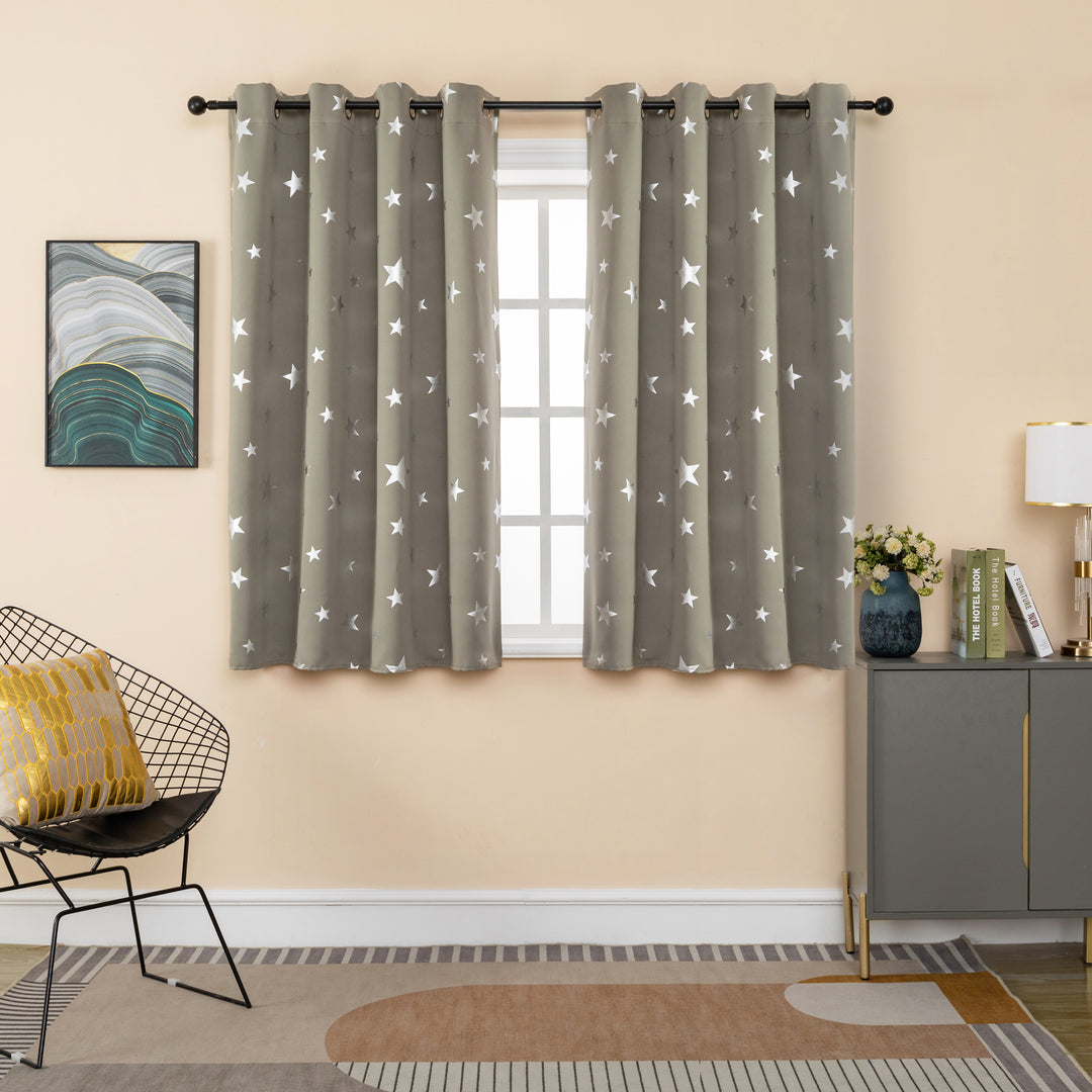 TENDA OSCURANTE FANTASIA STELLE ARGENTATE 1 PANNELLO 140X145CM TORTORA