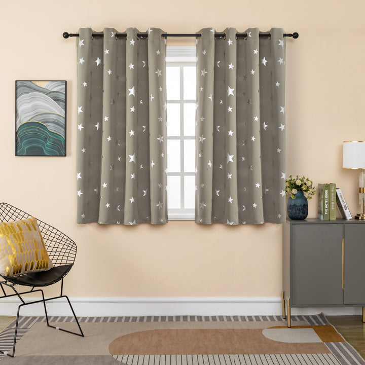 TENDA OSCURANTE FANTASIA STELLE ARGENTATE 1 PANNELLO 140X145CM TORTORA