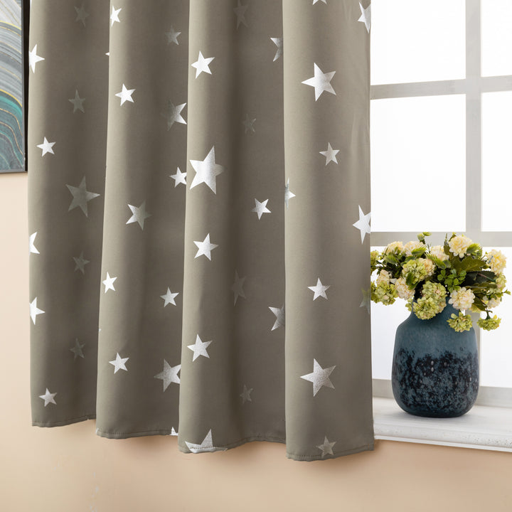 TENDA OSCURANTE FANTASIA STELLE ARGENTATE 1 PANNELLO 140X145CM TORTORA