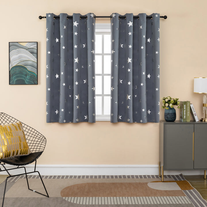 TENDA OSCURANTE FANTASIA STELLE ARGENTATE 1 PANNELLO 140X145CM GRIGIO