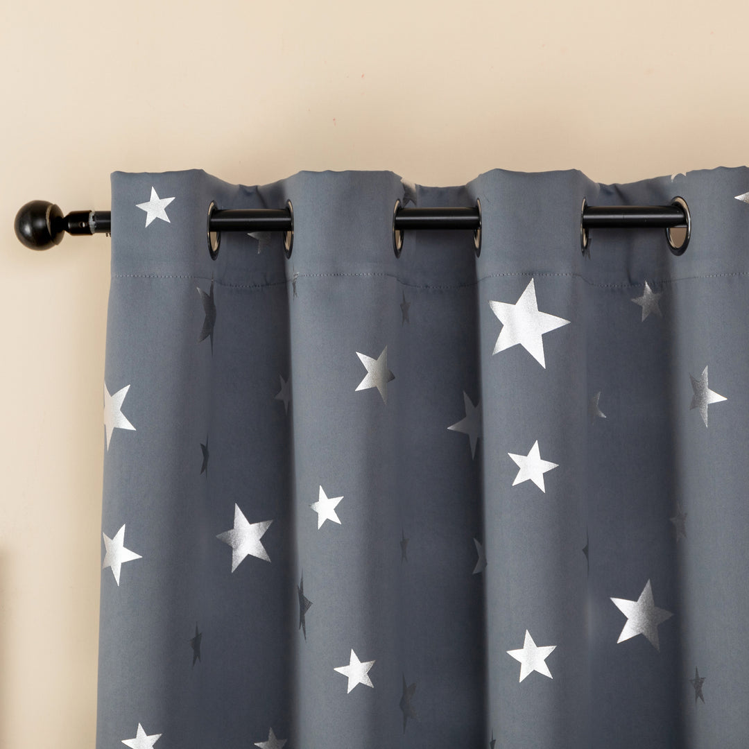 TENDA OSCURANTE FANTASIA STELLE ARGENTATE 1 PANNELLO 140X145CM GRIGIO
