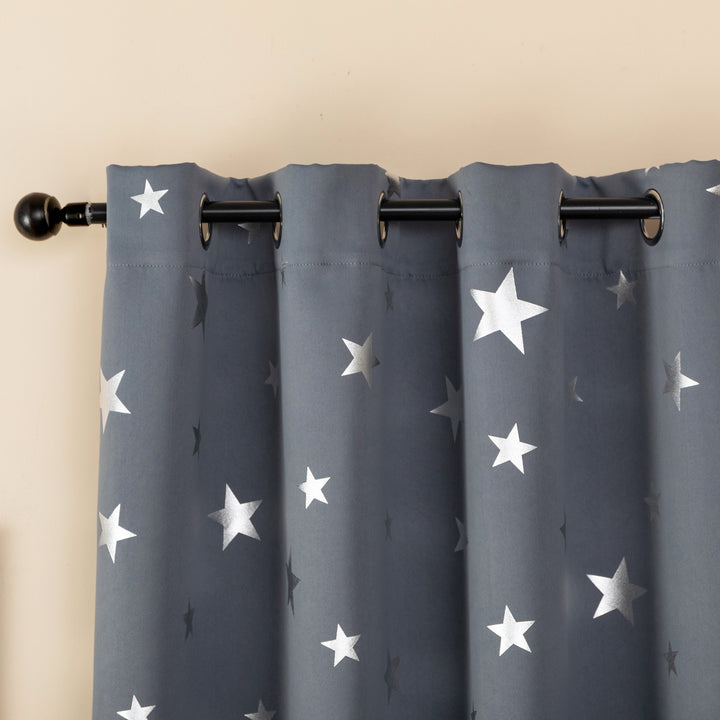 TENDA OSCURANTE FANTASIA STELLE ARGENTATE 1 PANNELLO 140X145CM GRIGIO
