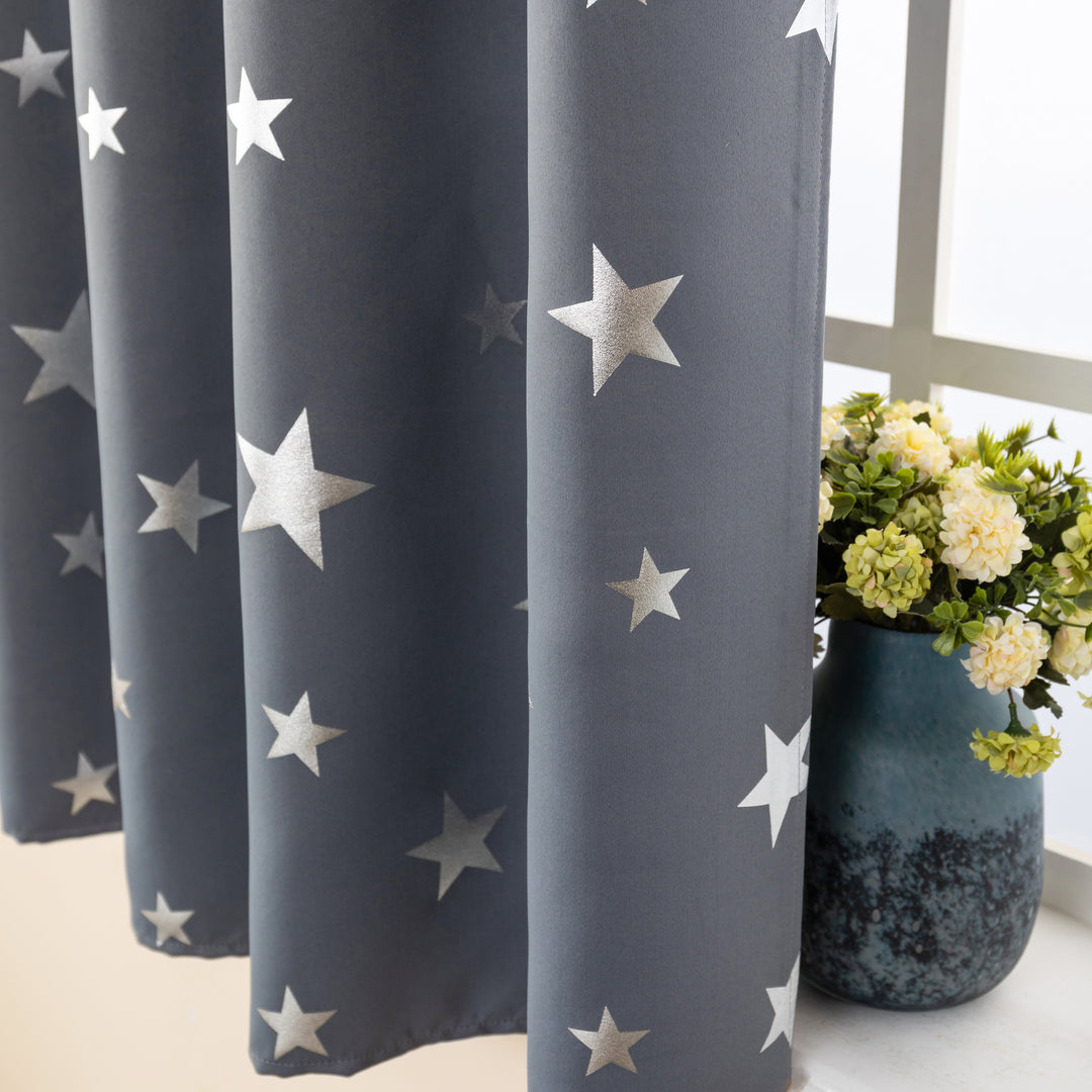 TENDA OSCURANTE FANTASIA STELLE ARGENTATE 1 PANNELLO 140X145CM GRIGIO