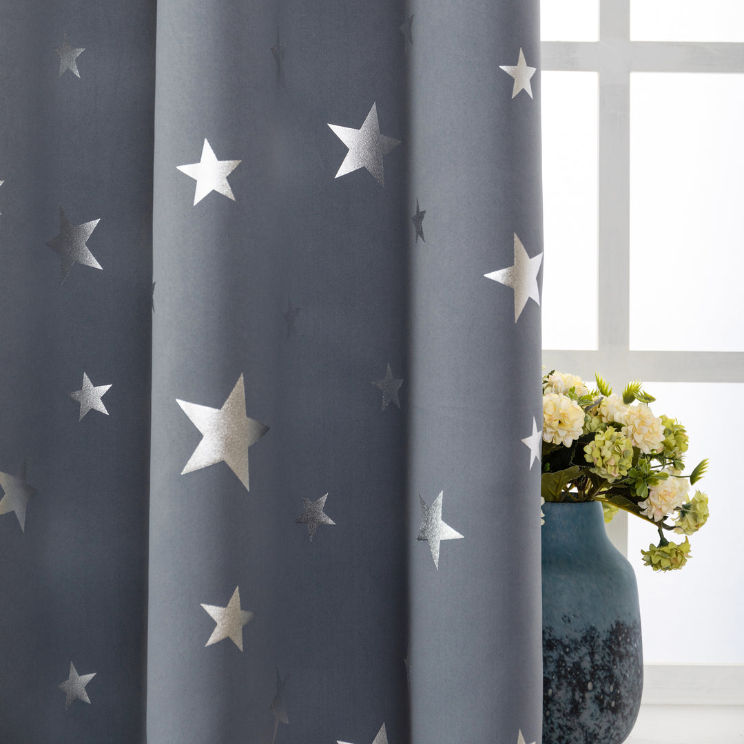 TENDA OSCURANTE FANTASIA STELLE ARGENTATE 1 PANNELLO 140X145CM GRIGIO
