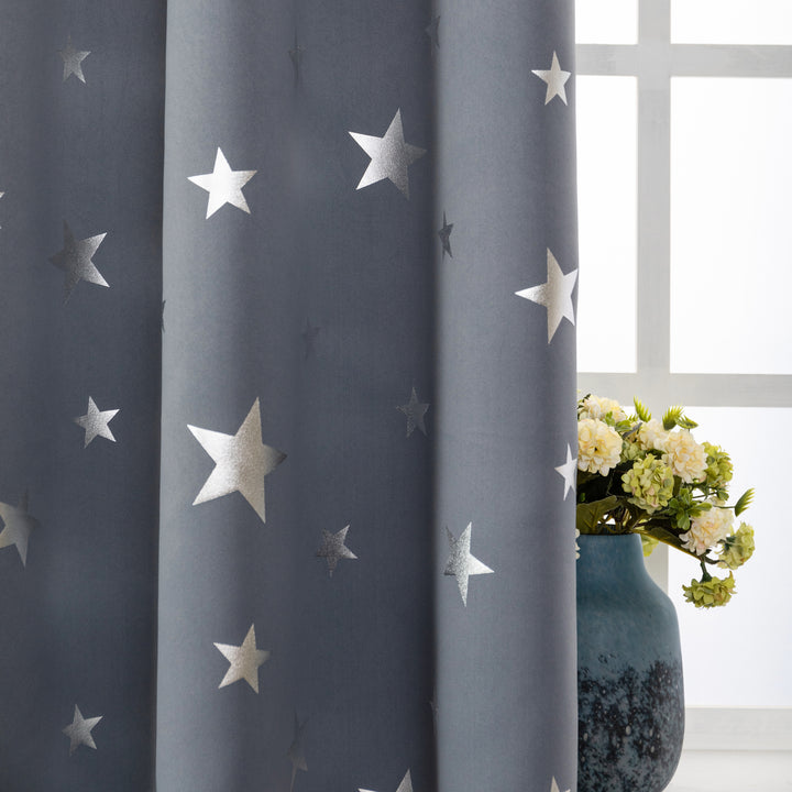 TENDA OSCURANTE FANTASIA STELLE ARGENTATE 1 PANNELLO 140X145CM GRIGIO