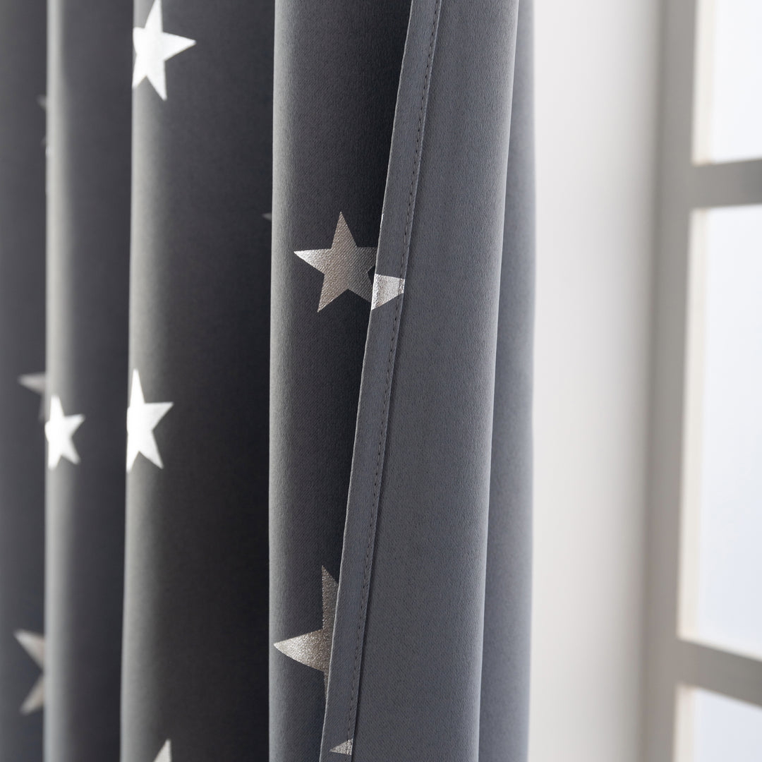 TENDA OSCURANTE FANTASIA STELLE ARGENTATE 1 PANNELLO 140X235CM GRIGIO
