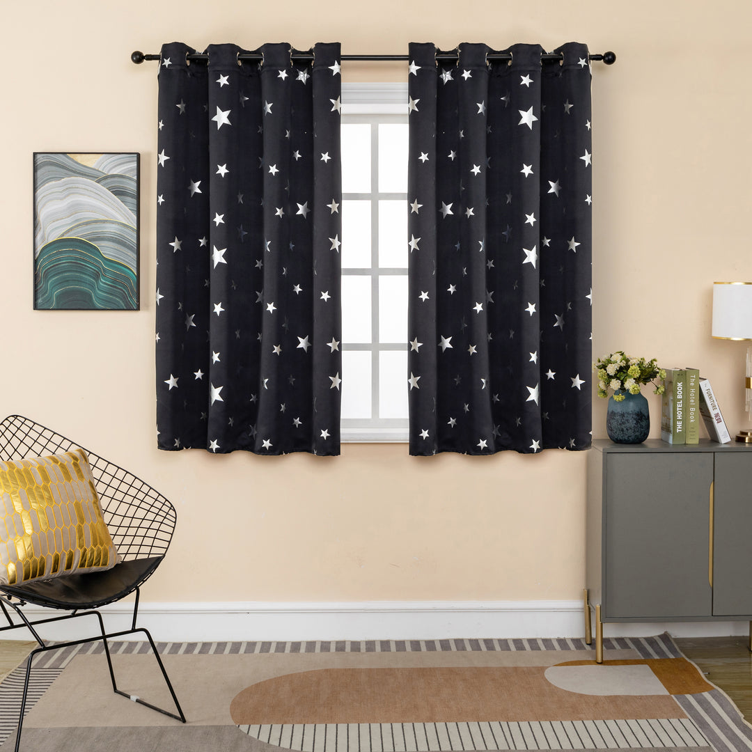 TENDA OSCURANTE FANTASIA STELLE ARGENTATE 1 PANNELLO 140X145CM NERO