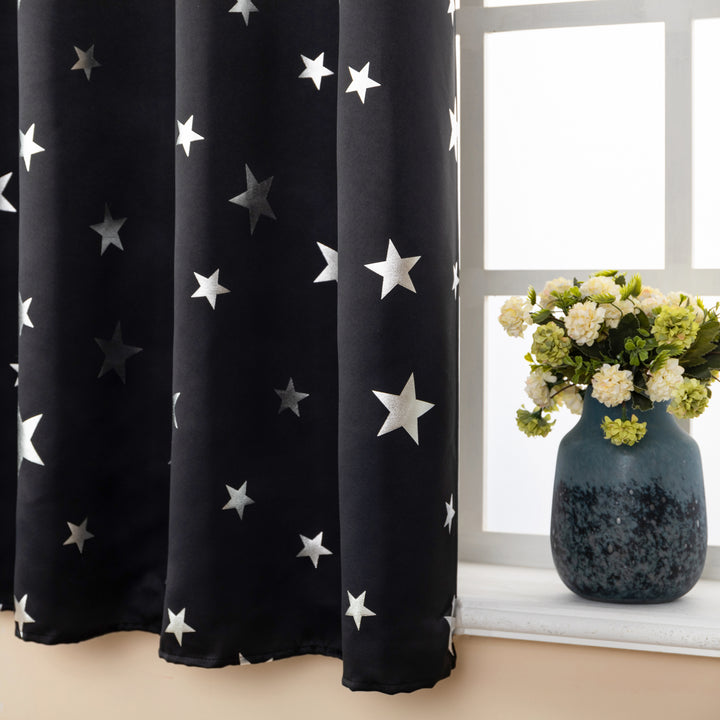 TENDA OSCURANTE FANTASIA STELLE ARGENTATE 1 PANNELLO 140X145CM NERO