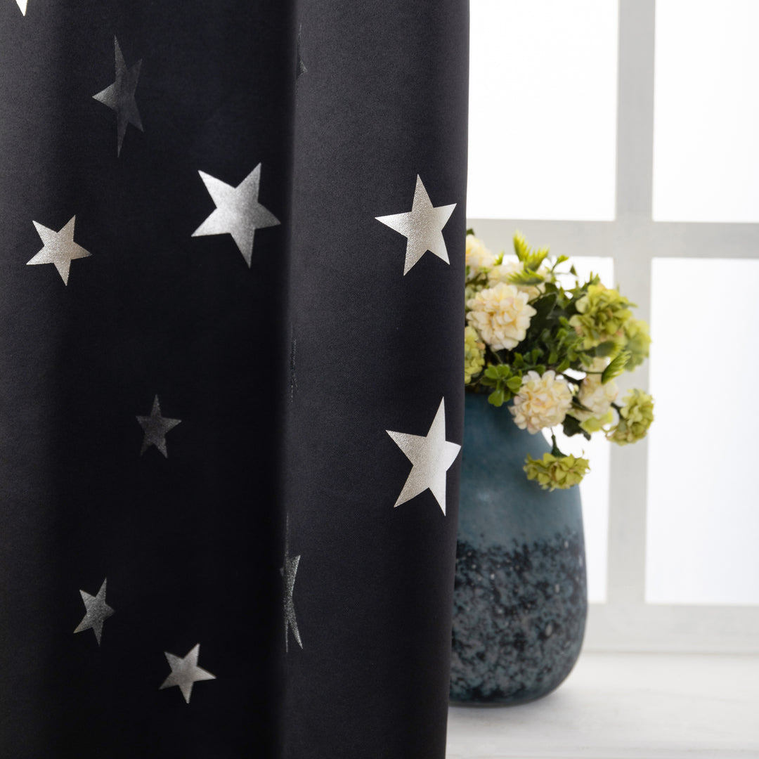 TENDA OSCURANTE FANTASIA STELLE ARGENTATE 1 PANNELLO 140X145CM NERO