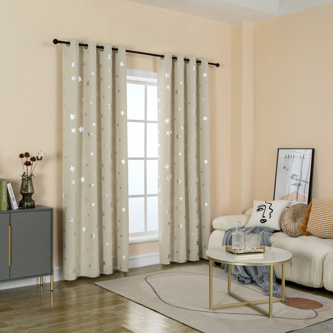 TENDA OSCURANTE FANTASIA STELLE ARGENTATE 1 PANNELLO 140X235CM BEIGE