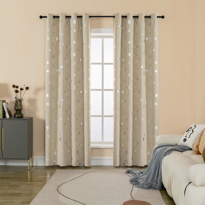 TENDA OSCURANTE FANTASIA STELLE ARGENTATE 1 PANNELLO 140X235CM BEIGE