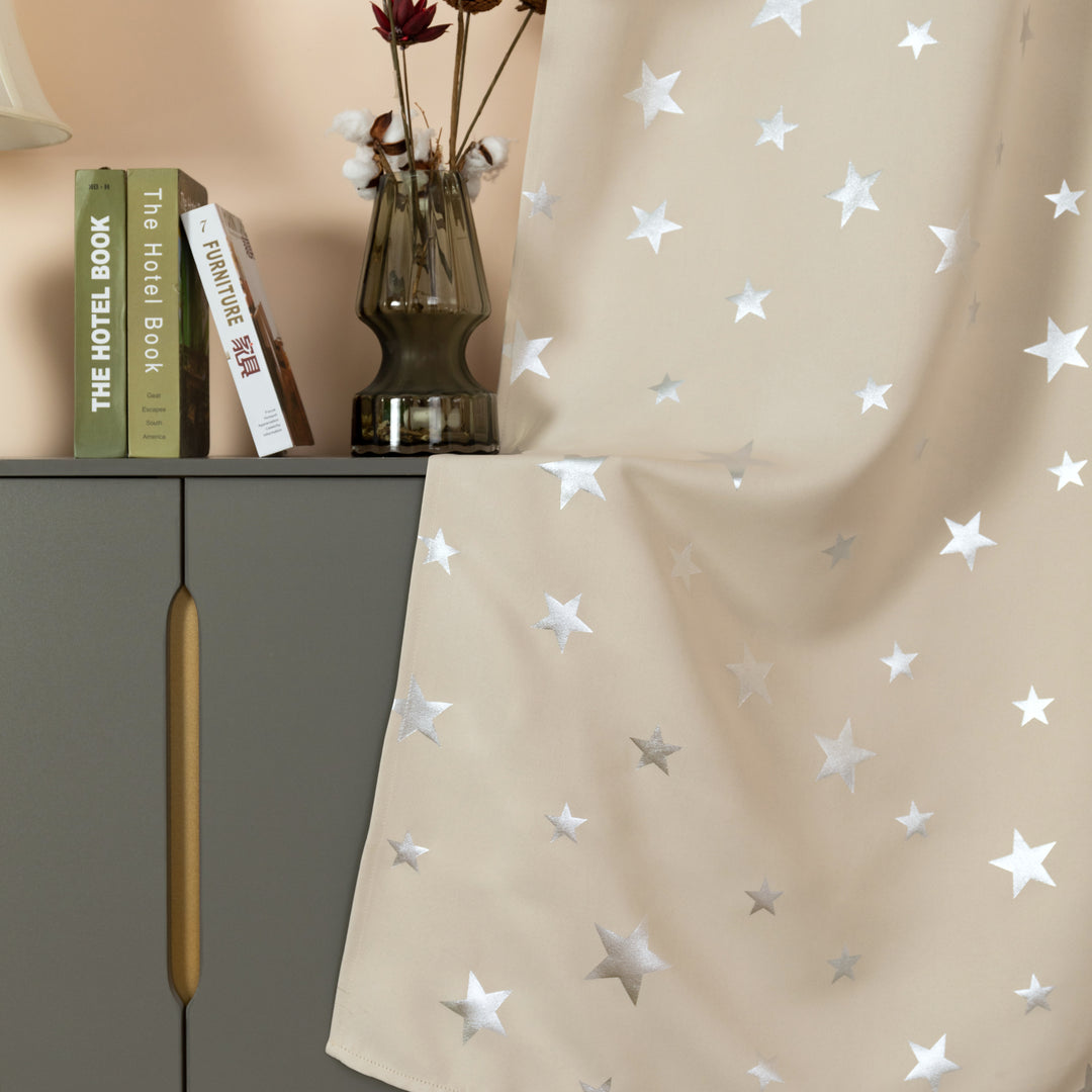 TENDA OSCURANTE FANTASIA STELLE ARGENTATE 1 PANNELLO 140X235CM BEIGE