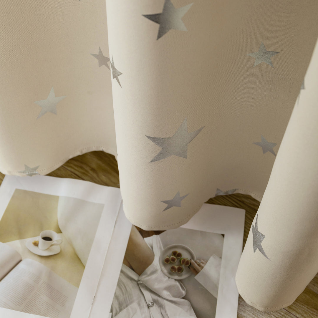 TENDA OSCURANTE FANTASIA STELLE ARGENTATE 1 PANNELLO 140X235CM BEIGE